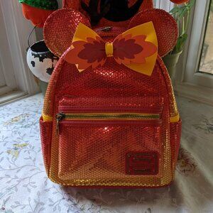 Exclusive Fall Sequin Minnie Mouse Loungefly Backpack